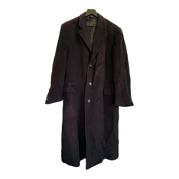 MARK BERMAN & SONS 100% Cashmere Navy Blue Full Length Men’s Winter Coat Jacket - Picture 1 of 14